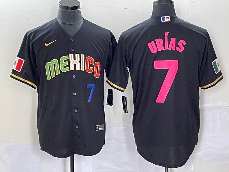Men 2023 World Cub Mexico #7 Urias Black pink Nike MLB Jersey2